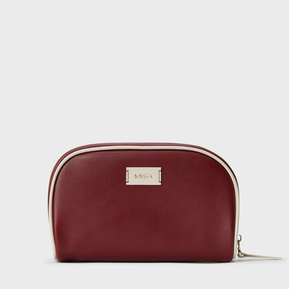 Косметичка — Бордовый — фото 1. sku=COSMETIC-BAG-LTH-BRD-GLD color=Бордовый Косметичка — Бордовый — фото 1.