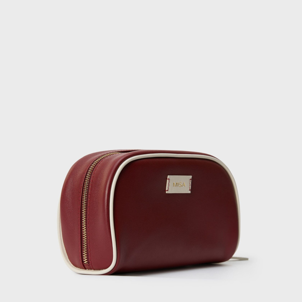 Косметичка — Бордовый — фото 2. sku=COSMETIC-BAG-LTH-BRD-GLD color=Бордовый Косметичка — Бордовый — фото 2.