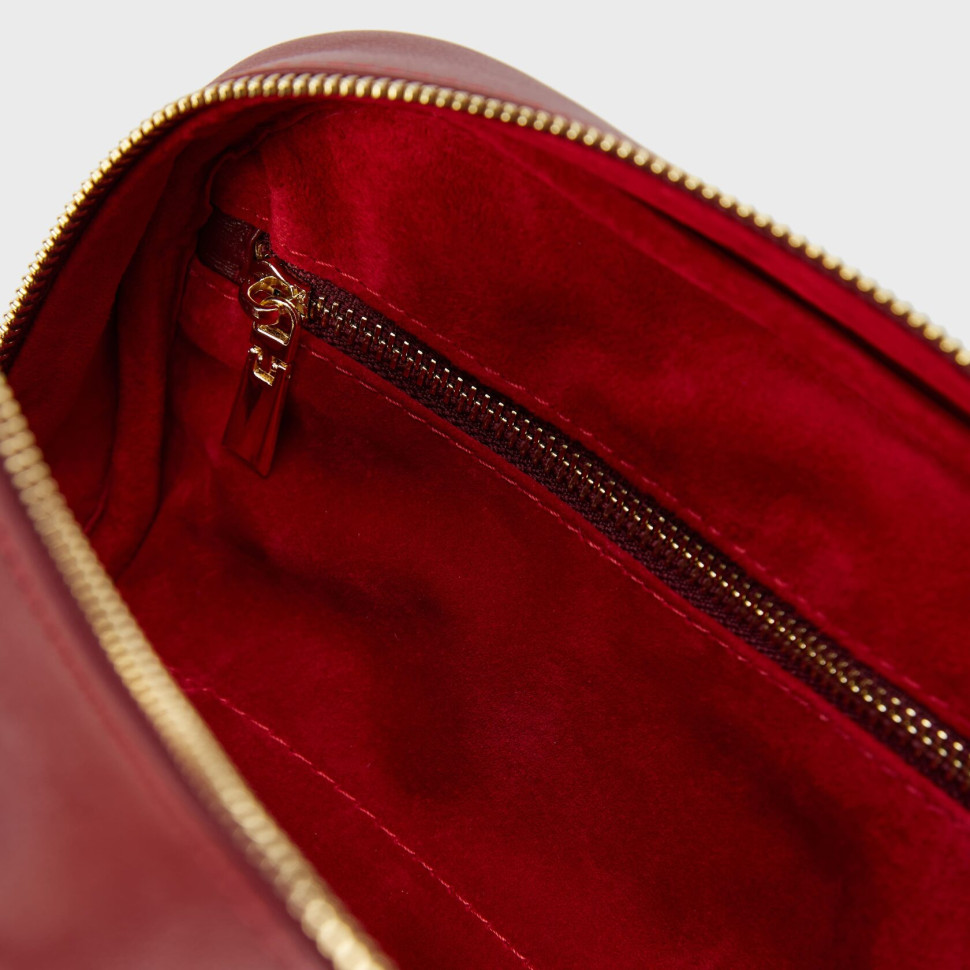 Косметичка — Бордовый — фото 4. sku=COSMETIC-BAG-LTH-BRD-GLD color=Бордовый Косметичка — Бордовый — фото 4.